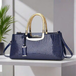 Aurelia Croc-Embossed Gold-Handle Bag