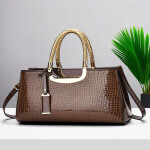 Aurelia Croc-Embossed Gold-Handle Bag