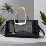 Aurelia Croc-Embossed Gold-Handle Bag