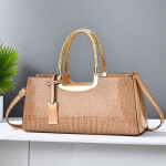 Aurelia Croc-Embossed Gold-Handle Bag