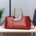 Aurelia Croc-Embossed Gold-Handle Bag