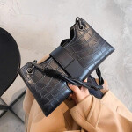 Noir Twist Croc Shoulder Bag