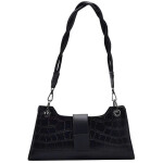 Noir Twist Croc Shoulder Bag
